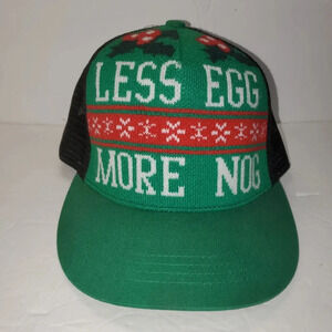 VGUC Less Egg More Nog Ugly Christmas Sweater Mesh Trucker Hat Dec 25th OSFM